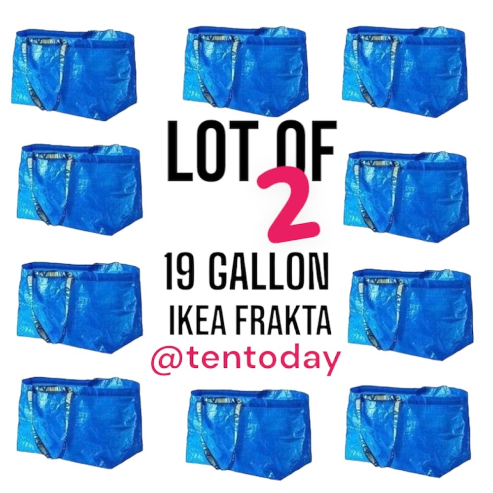 NEW Lot of Two 2 Frakta Large 19 Gallon Blue IKEA Tote Carrying Storage Bags‎